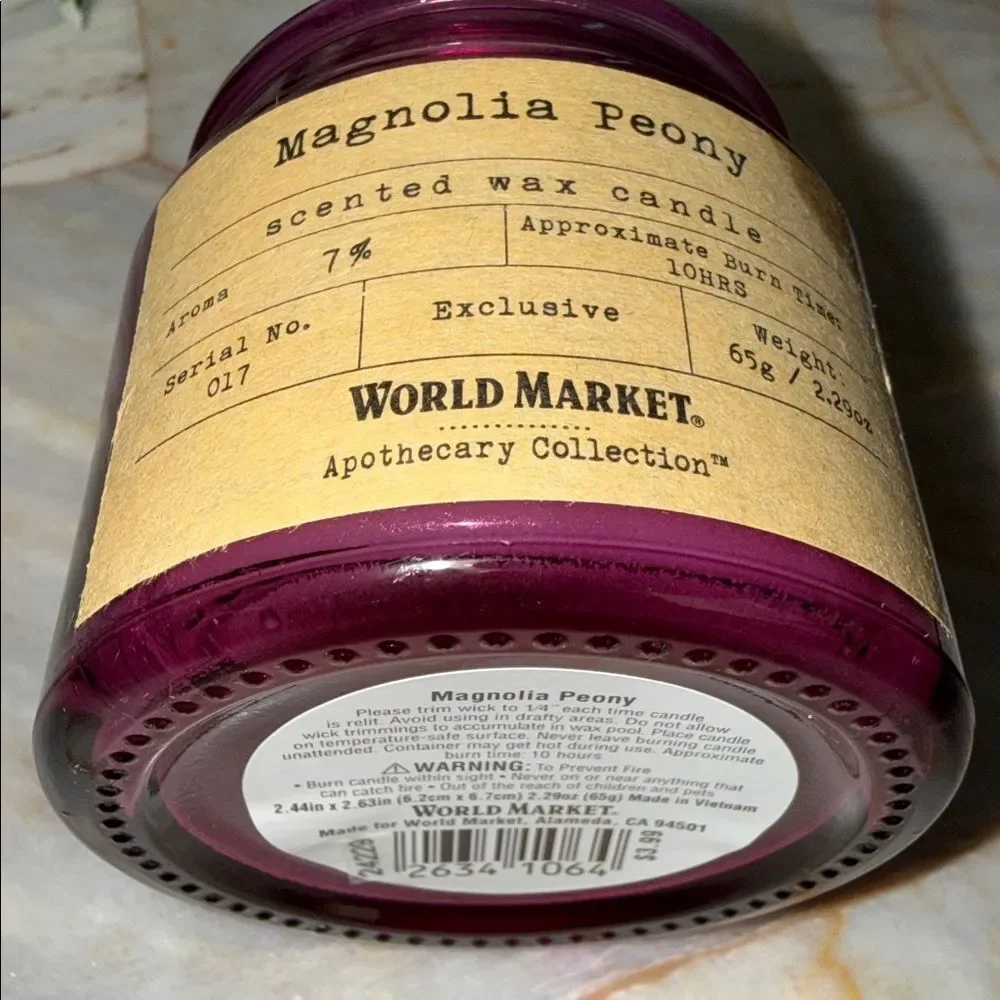 Cost Plus World Market Magnolia‎ Peony Candle - Rich Purple